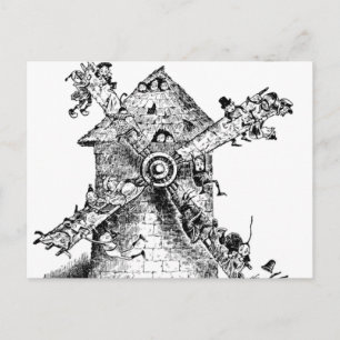 Brownies at a Windmill in Holland Postcard