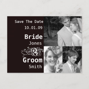 Brownish Black Background colour Announcement Postcard