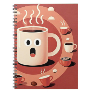 Brownish Cute funny Cartoon coffee cups Notebook