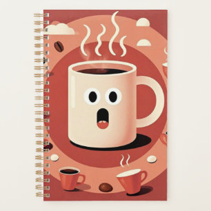 Brownish Cute funny Cartoon coffee cups Planner