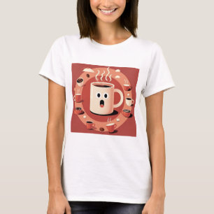 Brownish Cute funny Cartoon coffee cups T-Shirt