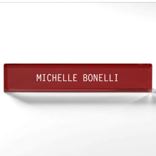 Brownish Red Background Plain Legible Modern Style Nameplate