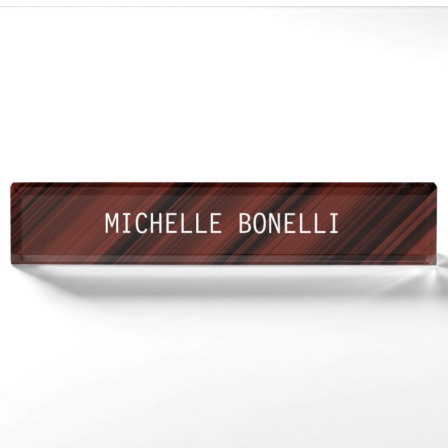 Brownish Red Black Plain Legible Modern Style Nameplate (Front)