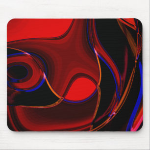 Brownish red curves and spots with blue strokes t mouse pad