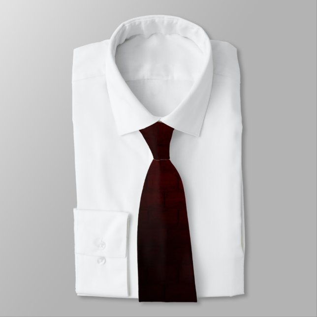 Brownish Red Wall Brick Design Modern Art Abstract Tie (Tied)