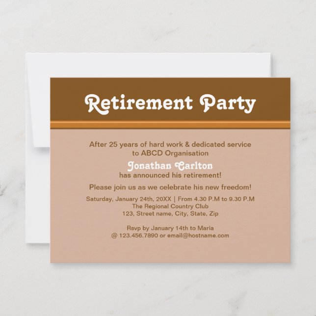Brownish Retirement Party Invitation (Front)