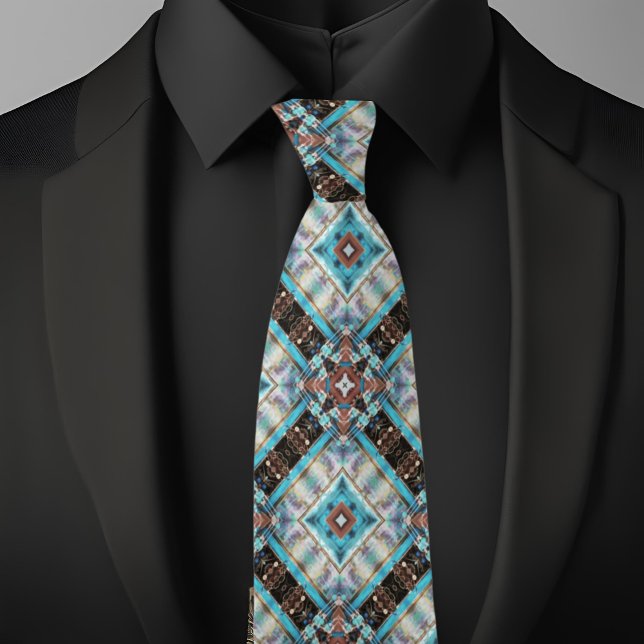 Browns and Pastels Diamond and X Pattern Neck Tie (Creator Uploaded)