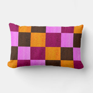 Browns And Purples Mosaic Checks Pattern, Lumbar Pillow