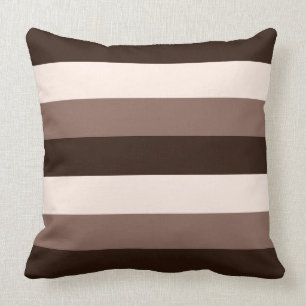 Browns & Cream Horizontal Striped Design Throw Pillow