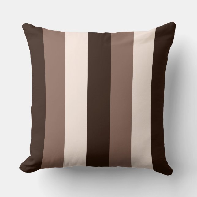 Browns & Cream Vertical Striped Design Throw Pillow (Front)