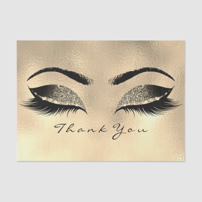 Browns Gold Sepia Glitter Thank You Eyes Lashes Tissue Paper (Front)