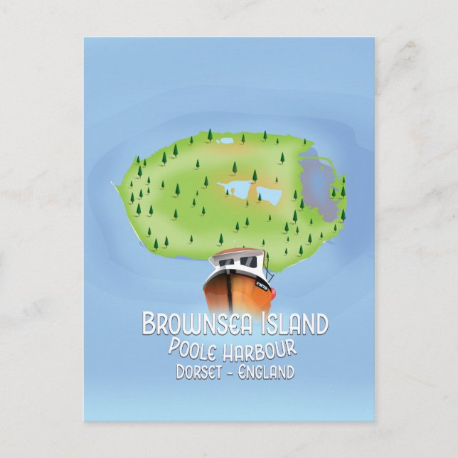 Brownsea Island map, Poole, dorset, England. Postcard (Front)