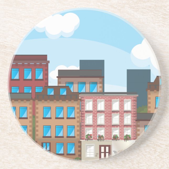 Brownstone Buildings Coaster (Front)
