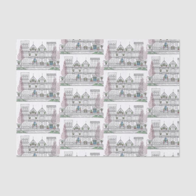 Brownstone City Christmas Tissue Paper (Front)