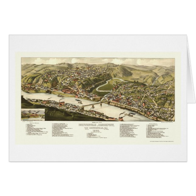 Brownsville, carte panoramique de PA - 1883 (Devant horizontal)