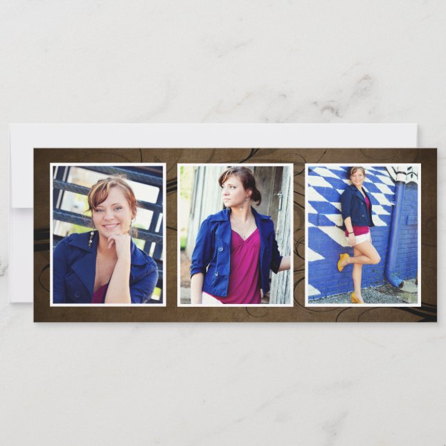 Browntone Triple Photo Graduation Cards (Front)