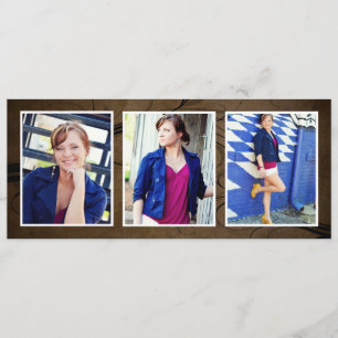 Browntone Triple Photo Graduation Cards