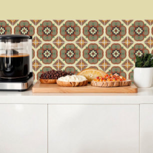 Browny flowers on tiles, retro vintage inspiration tile