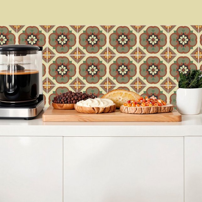 Browny flowers on tiles, retro vintage inspiration tile (Creator Uploaded)