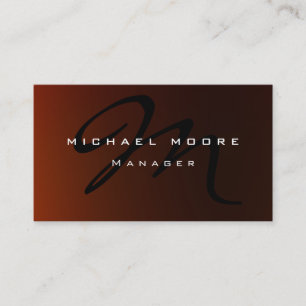 Browny Orange Red Monogram Unique Business Card