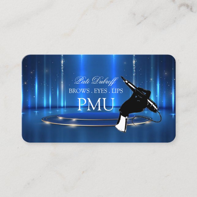 Brows Aftercare Blue PMU Microblading Henna Salon Business Card (Front)