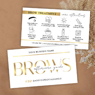 Brows Aftercare Instructions Glam White & Gold PMU Business Card