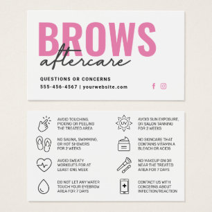 Brows Aftercare PMU Brow Instructions Card