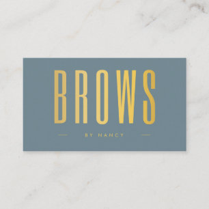 Brows Dusty Blue And Gold  Business Card