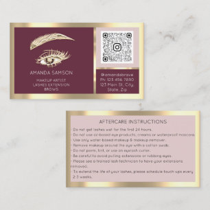 Brows Eyelash Microblade Qr Code Aftercare Rose Business Card