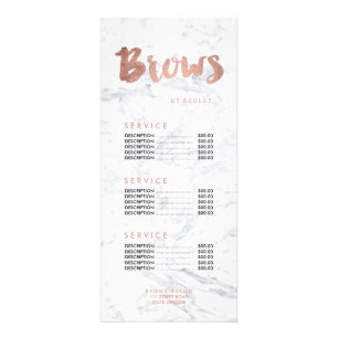 Brows faux gold marble price list menu