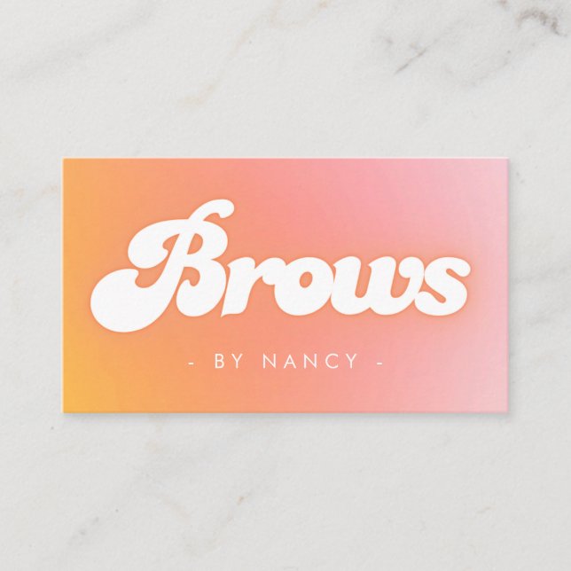 Brows Groovy Retro Peach  Business Card (Front)