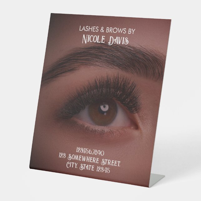 Brows & Lashes Tech Business Pedestal Sign (Front)