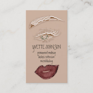 Brows Makeup QRCode Logo Pink Lips Skinny Eyelash  Business Card