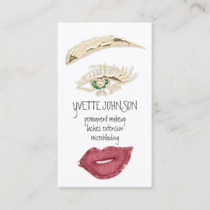 Brows Makeup QRCode Logo Rose Lips Gold Eyelash Business Card