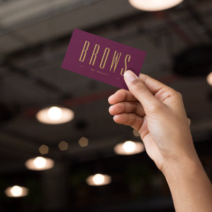 Brows Microblading Simple Burgundy And Gold  Business Card