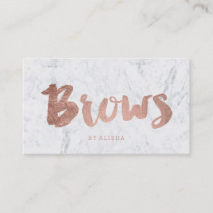 Brows modern faux rose gold typography marble appointment card