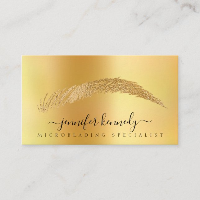 Brows Specialist Gold Foil Metallic Microblading Business Card (Front)