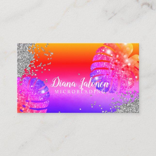 Brows Typography Eyebrow Salon Microblading Marble Business Card (Front)
