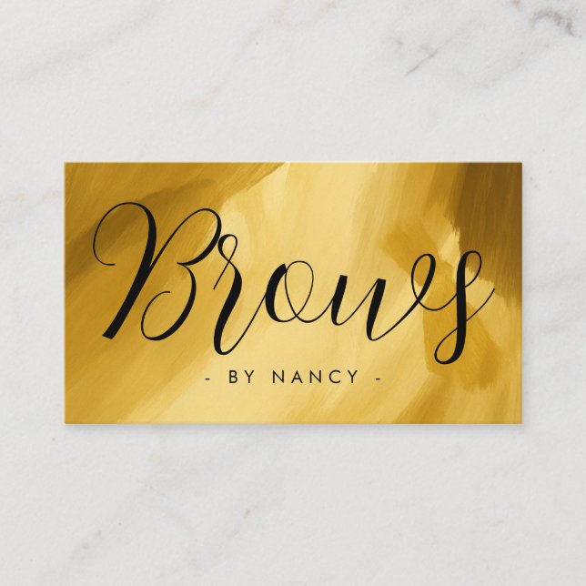 Brows Typography Gold brush stroke  Business Card (Front)