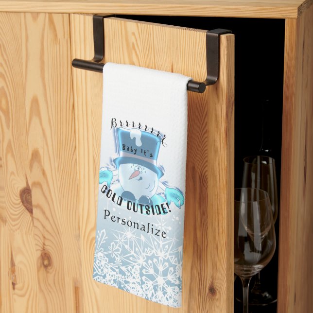 Brrrr, Baby It's Cold Outside - Snowflakes Kitchen Towel (Thirds Fold)