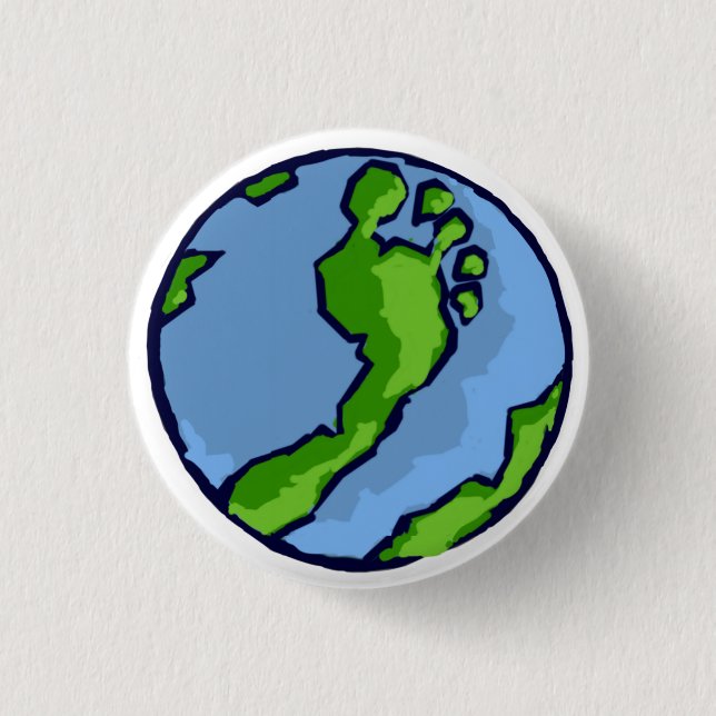 BRS Artsy Green Foot Globe Round 1 Inch Round Button (Front)