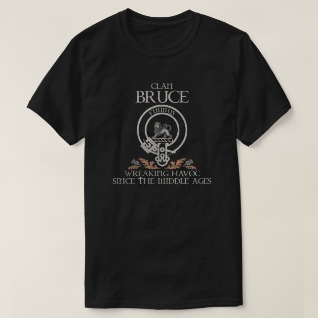 Bruce 2 Clan crest Scottish surname tartan Thistle T-Shirt (Design Front)