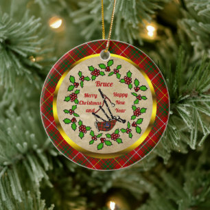Bruce Bagpipe Christmas Ceramic Ornament