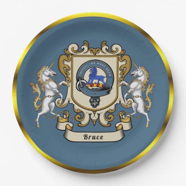Bruce Clan Badge Blue Personalized   Paper Plate (Front)