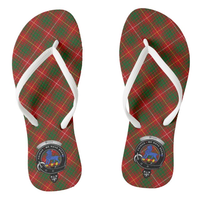 Bruce Clan Badge & Tartan Flip Flops (Footbed)