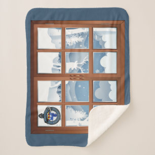Bruce Clan Badge Winter Scene Small Sherpa Blanket
