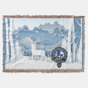 Bruce Clan Badge Winter Scene Throw Blanket