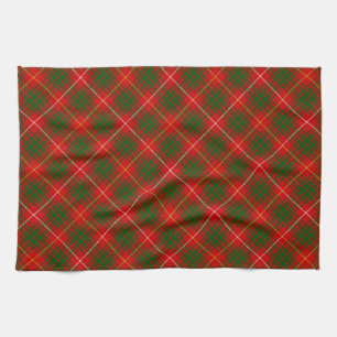 Bruce clan tartan red green plaid kitchen towel