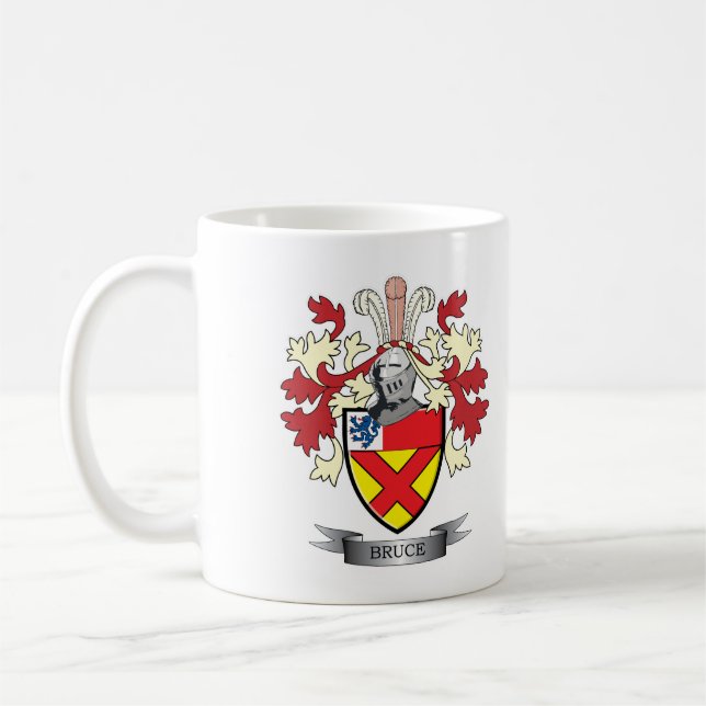 Bruce Family Crest Coat of Arms Coffee Mug (Left)