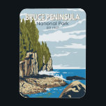 Bruce Peninsula National Park Canada Travel Art Magnet<br><div class="desc">Bruce Peninsula National Park vector design. The park is one of the largest protected areas in southern Ontario,  forming the core of UNESCO's Niagara Escarpment World Biosphere Reserve.</div>